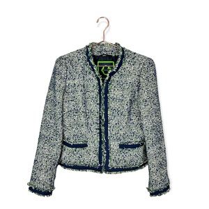 C. Wonder Navy and White Tweed Blazer